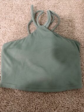 Gilly Hicks Sage Green Double-Strap Halter or one shoulder crop top
